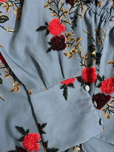Blue Floral Off-Shoulder Top
