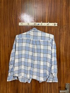 Light Blue Plaid Button-Up Shirt