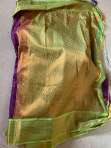 🪻Brinjal Purple with green border Saree🪻