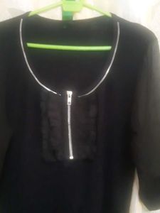 Black Bigger Round Neck Top