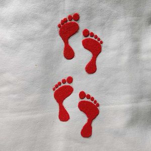 Red Laxmi Feet Readymade Rangoli Patches