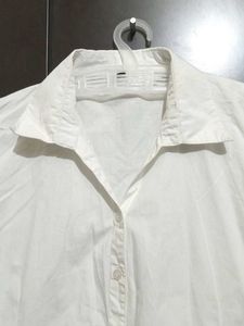 White 3/4 Sleeve Button-Down