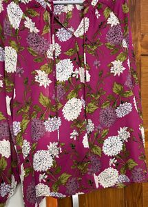 Ann Taylor Floral Print Tie-Neck Top