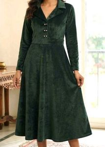 Elegant Green Velvet Dress