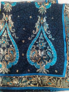 Black N Cyan Blue Party Wear Saree
