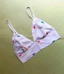 White Pineapple Print Bralette