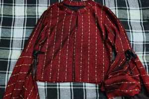 Sparkly Bell Sleeve Red Top