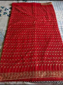 Beautiful Red Embroidered Saree❤🎉