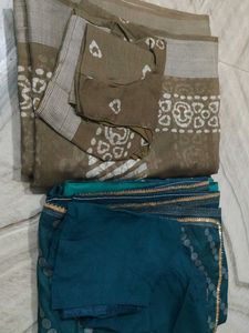 combi Stylish Batik Print Saree with Blouse