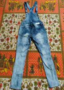 Blue Ripped Denim Overalls