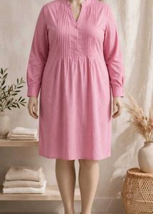 Chic Pink Pleated Midi Dress
