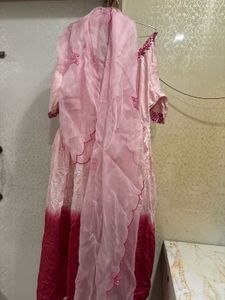 Beautiful Pink Anarkali Kurta Set with Dupatta