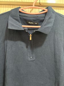 Navy Blue Half-Zip T-Shirt