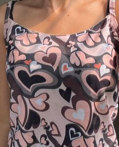 Heart Print Cami Tops