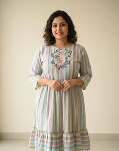 Striped Embroidered Dress
