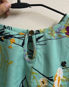 Aqua Floral Print Top