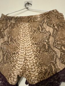 Snake Print Lace Trim Sleep Shorts
