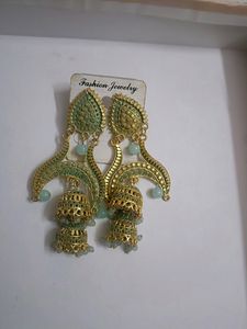 Beautiful Neon golden Party Wear Jhumkas