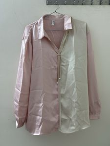 Chic Color Block Satin Shirt