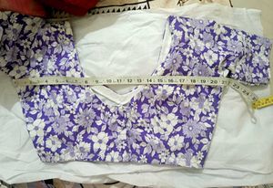 Floral Print Purple Blouse