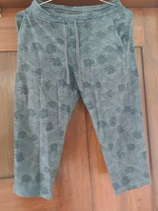 Grey Patterned Cropped Pants