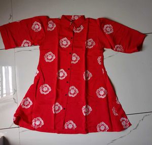 (New) Red Round Kurta Pair