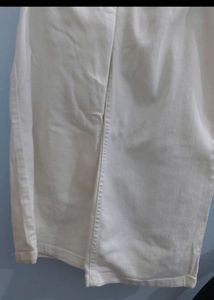 White Button-Fly Wide Leg Jeans