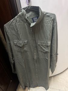 Stylish Khaki Oversized Shirt with belt