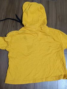 Yellow Supreme  Logo crop Hoodie