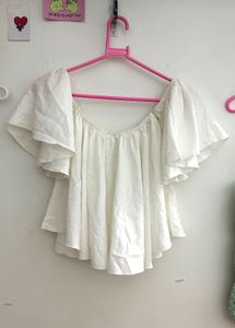 Berrylush White Bardot Top | Size Xs