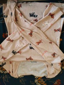Cute Dog Print Long Sleeve Mesh Top