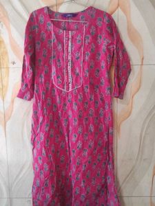 Vibrant Pink Printed Kurta