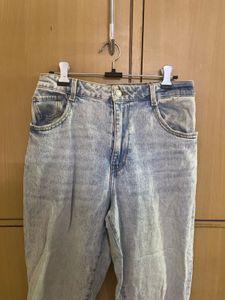 Zara Light Blue Mom Fit Denim High Waist