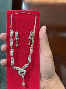 Elegant Diamond Necklace & Earring gold platedSet