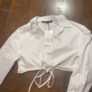 ZARA crop shirt with tie