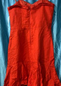 Red Dress with Lace-up Detail