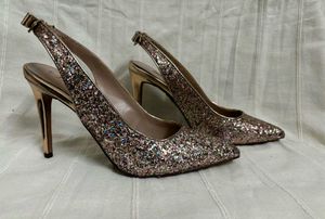 Dorothy Perkins Sparkly Gold Slingback Heels