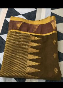 New Brown Saree with Gold Border