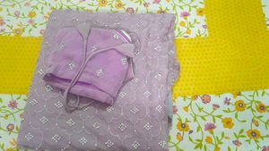 Exquisite Lavender Saree with Embellishments