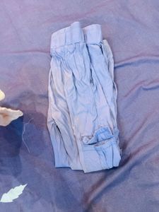 Girls' Blue Pants &amp; White Tights Set