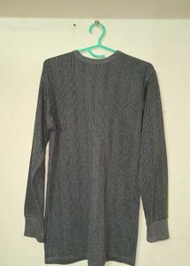 Men's Grey Striped Thermal Top