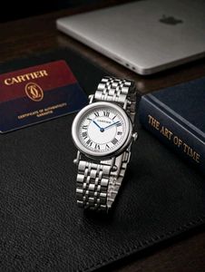 Elegant Silver-Tone Cartier Watch og store model
