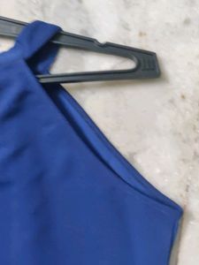 Blue Halter Neck Long Dress