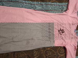 Pink &amp; Grey Printed Kurta