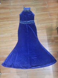 Velvet  Blue Bodykon Dress with Inner