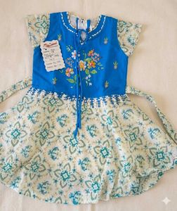 Blue Floral Embroidered Dress