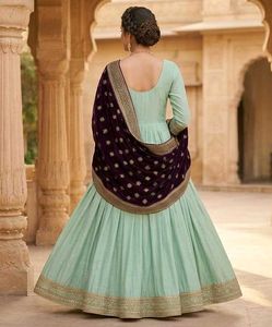 Elegant Pastel Gown with Embellished Border
