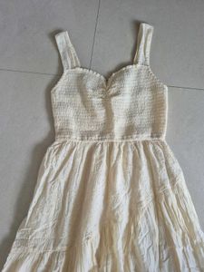 Cream Smocked Tiered Sundress