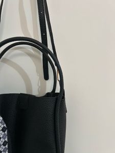 SAVANA Chic Black Textured Bucket Bag