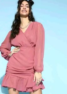 Chic Mauve Ruched Mini Dress
